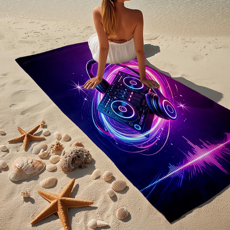Serviette de Plage Casque Ondes Musicales, Microfibre Super Douce, Cadeau pour Elle/Lui, Anniversaire, pour Piscine, Plage, Voyage, Décoration d'Intérieur Cadeaux pour Fans