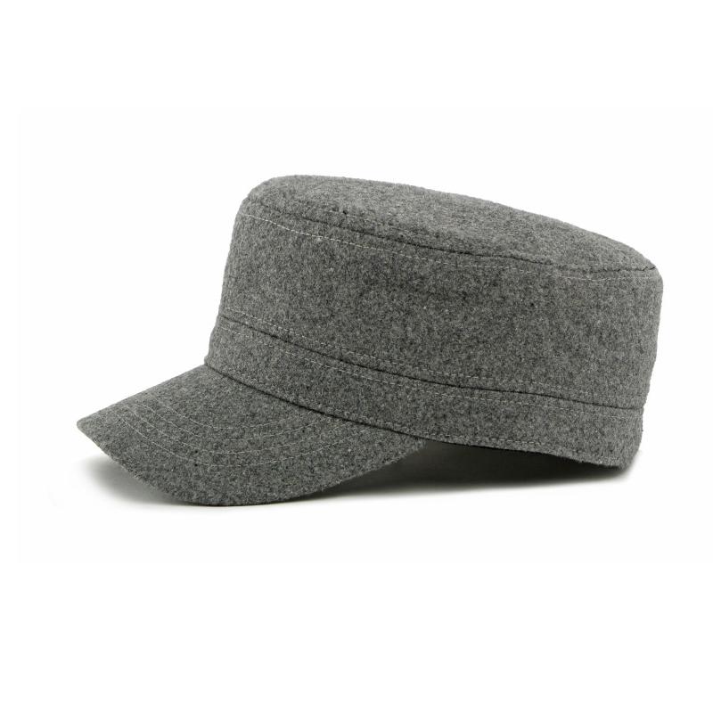 Wool Hat Men's Autumn Winter Velvet Thick Flat Hat Sunshade Hat Solid Color Peaked Cap