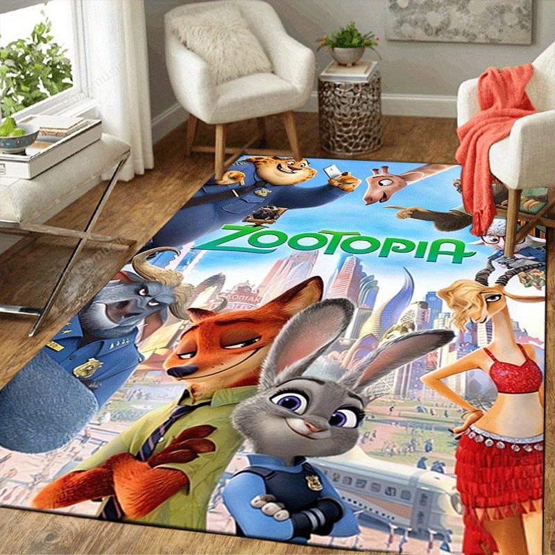 1pc Zootopia Pattern Area Rug Soft Flannel Floor Mat for Living Room,Office,Bedroom and Carpet