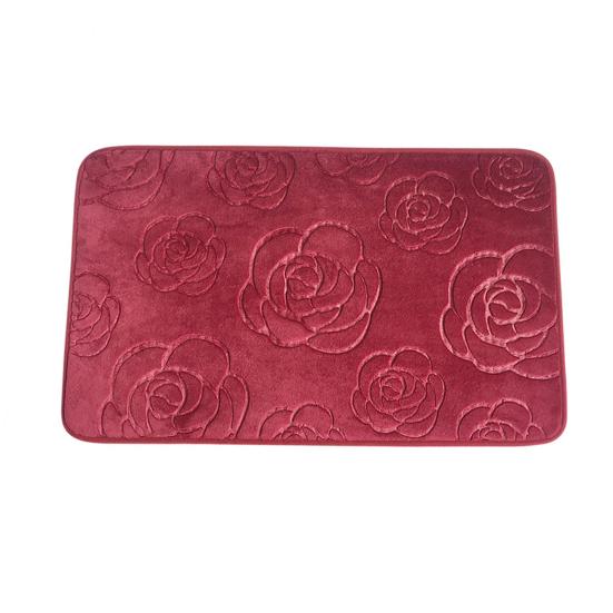 

Нескользящий коврик для ванной комнаты с 3D-узором в виде розы, коврик из кораллового бархата, однотонный ковер для входной двери дома 1pc темно-красного