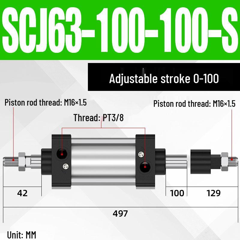 SCJ Adjustable Stroke High Thrust Pneumatic Cylinder SCJ32-160