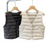 High-end light luxury% goose down~ women's bottom collarless down vest ultra-light V-neck coat with down vest