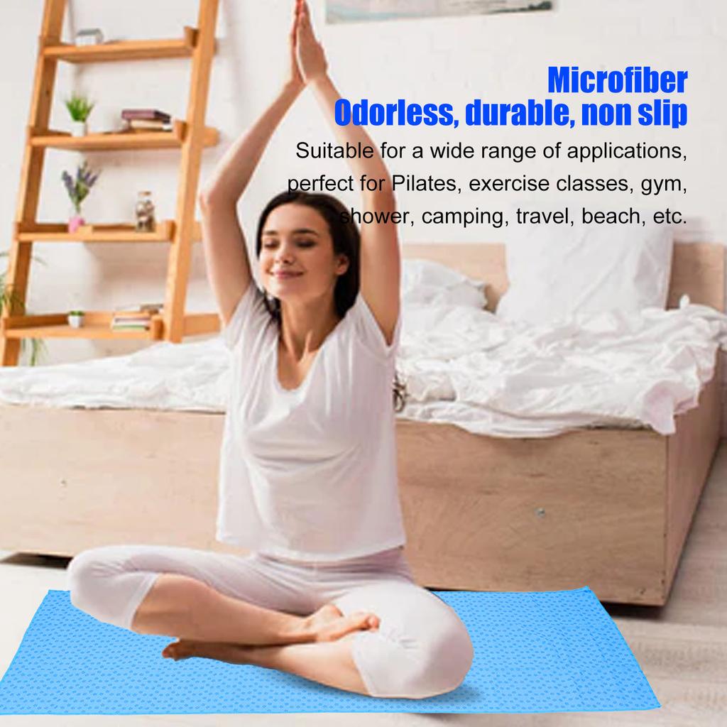 Towel Soft Microfiber Slip Resistant Sweat Absorbent   Mat Towel for Pilates Exercise Classes