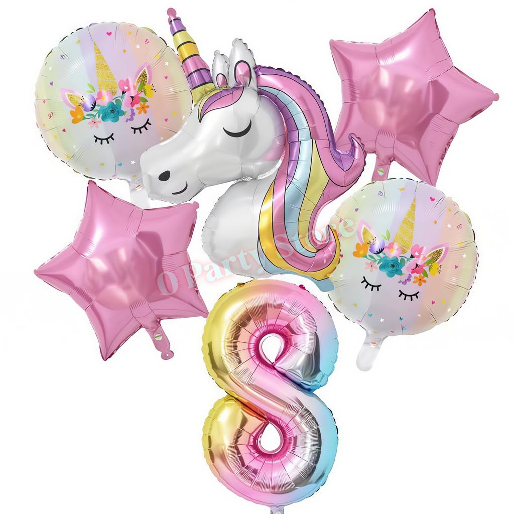 Rainbow Unicorn Aluminum Balloon Girls Birthday Party Decoration Gradient Number Balloon Party Decor Supplies Baby Shower Globos