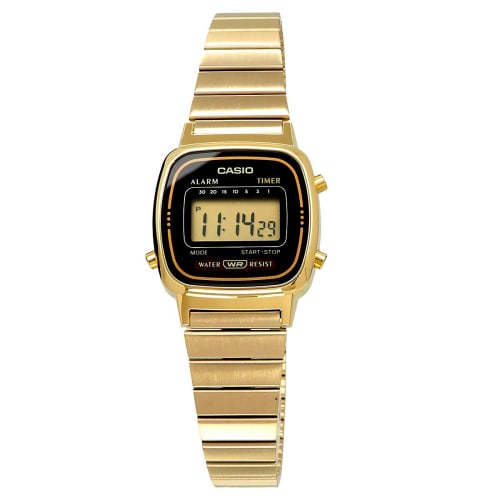 Casio CASIO watch ladies digital NEW design LA670WGA-1 gold x black overseas model