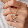 Sterling Heart Pendant Necklace With Moissanite Stone Gold Plated 14K Classic Elegant Jewelry Women