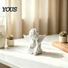 Vintage Angel Figurine 3D Printed Retro Figurine, Holding Chin Guardian Statue, Desktop Ornament Matte White Sculpture for Home Office Desk