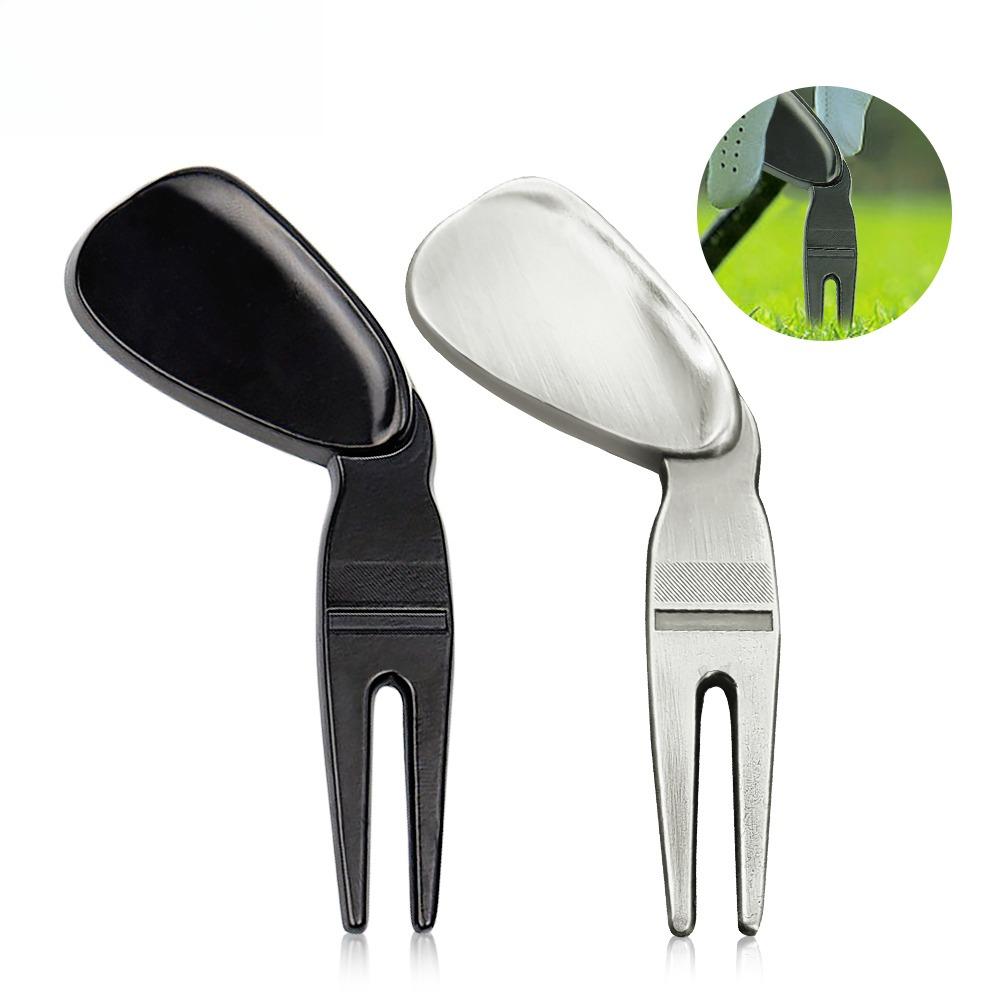 Golf Divot Tool Outdoor Golf Sports Supplies Turf Repair Tools Position Marker Metal Wear-resistant Greens Fork Golf Accessories