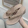Fashion Fashion Metal Flower Decoration Open Toe Platform Slippers Women Sexy Clip Toe Slide Sandals Summer Non Slip Beach Flip Flops
