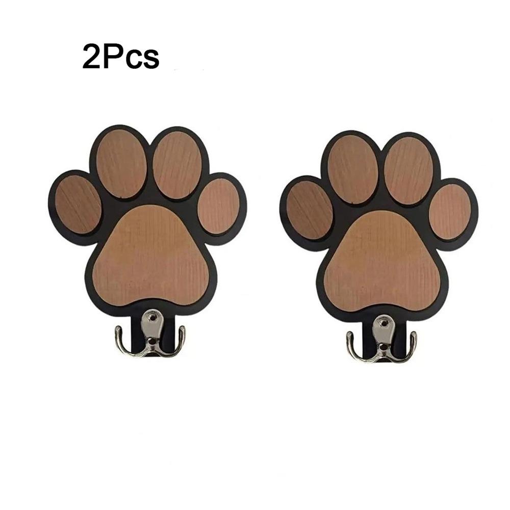 

2Pcs Strong Load-bearing Wooden Paw Print Wall Hook Non-slip Cat Claw Coat Hooks Kitchen чёрный