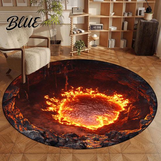 Hand Washable Floor Machine Bedroom Rug Realistic 3D Hole Mat Round Optical Illusion Non-Slip Area