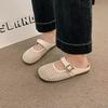 Internet Celebrity Hollow with Skirt Bag Head Slippers 2025 Summer New Popular Flat Bottom Mesh Half Drag Ins Breathable Sandals