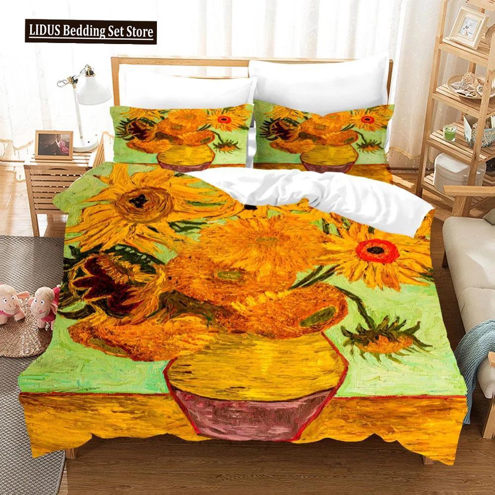 Oil Painting Van Gogh Star Sky Bedding Set Queen King Size Bedroom Decor Quilt Cover Pillowcase 2/3 Pcs Bed Linen Home Textile