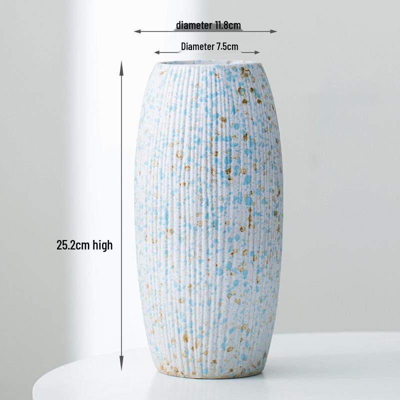 Minimalist Kiln-Fired Ceramic Vase: Home Living Room Decor for Fresh or Dried Flowers