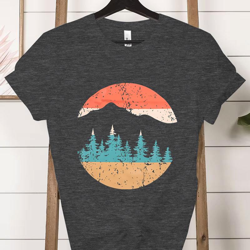 Vintage Adventure Mountain Graphic T Shirts Women Funny Nature Lover Gift Classic Tops Woman Adventure Outdoors Mountain Tshirt