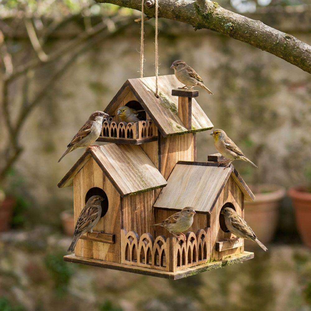 Handgefertigtes Vogelhaus aus Holz Wasserdichte Vogelnisthöhle Kreatives Lebensraum für Wildvögel Garten