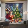 2PCS- Christmas Santa Claus Christmas tree pattern printed curtains   Christmas decorations   home decorations   room decorations