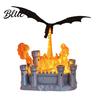 Dragon Themed Room Decorations 3D Printed Flame Lamp with Castle Base Fantasy Desk Light for Bedroom Gaming Night Kids and Bookshelf Decor,