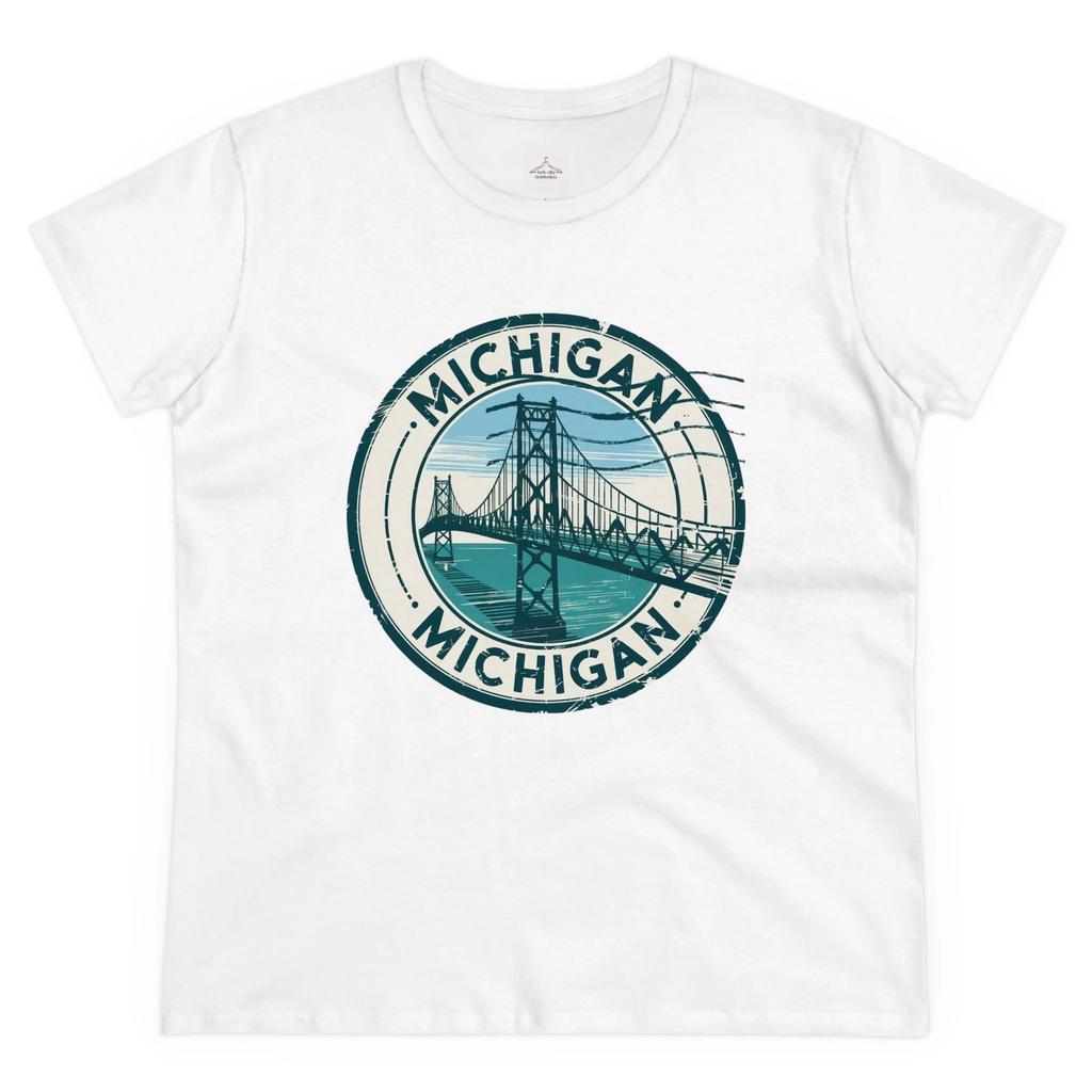 Michigan Bridge Graphic Tee - Soft Cotton Shirt, Michigan Pride, Summer Fashion,