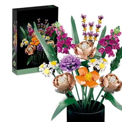 Romantic Rose Flower Bouquet Building Blocks 10280 Creative Home Desk Plant Decoration Assemble Bricks Toys Gifts