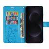Protective Case - BOOLING - for Samsung Galaxy S25 Edge - Blue Leather Effect Butterfly Pattern - 2 Tempered Glasses