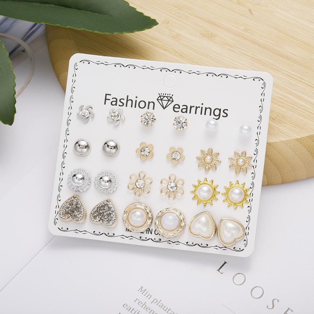Vintage Geometric Gold Color Hoop Earrings Set Imitation Pearls Acrylic Butterfly Heart Dangle Drop Earrings Trend Jewelry Gifts