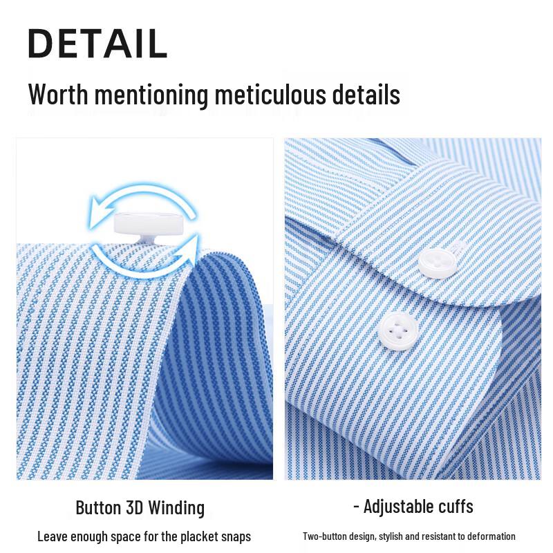 ROMON Men's Long-Sleeve Wrinkle-Resistant Business Shirt