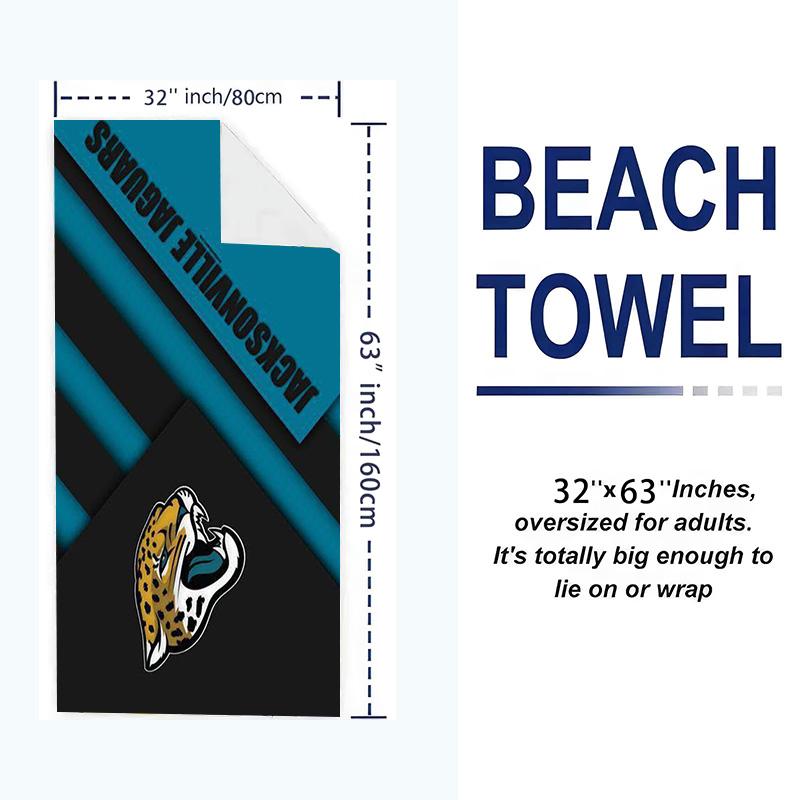 Jacksonville Jaguars Logo Print Beach Towel, Large Soft Quick Dry Towel for Beach Camping Swimming