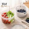 Vegetable Draining Basket Round Fruit Storage Container, 2-Layer Food-Grade PP Crisper with Freezer Safe Food Container Drain Basket,