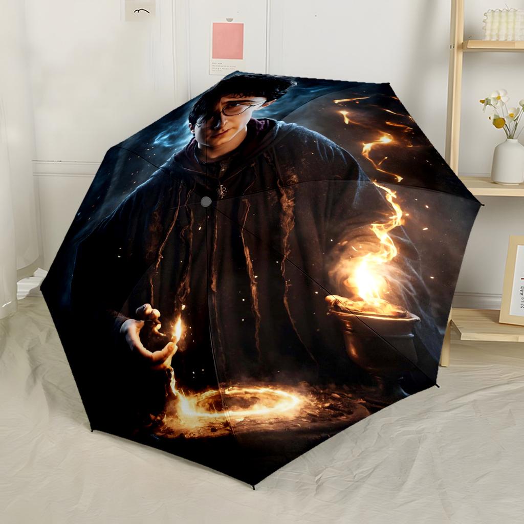 Harry Potter Characters Outdoor Automatic Umbrella Folding Umbrella with 8 Ribs Foldable Design Durable Everyday Carry Umbrella