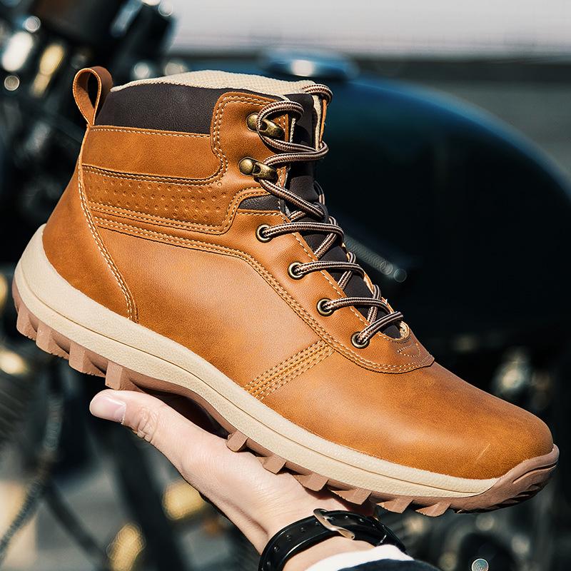 Fashion Warm Men Winter Boots Big Size Men Boots Fur Plush Snow  Waterproof Winter Shoes For Men High Top Outdoor Shoes