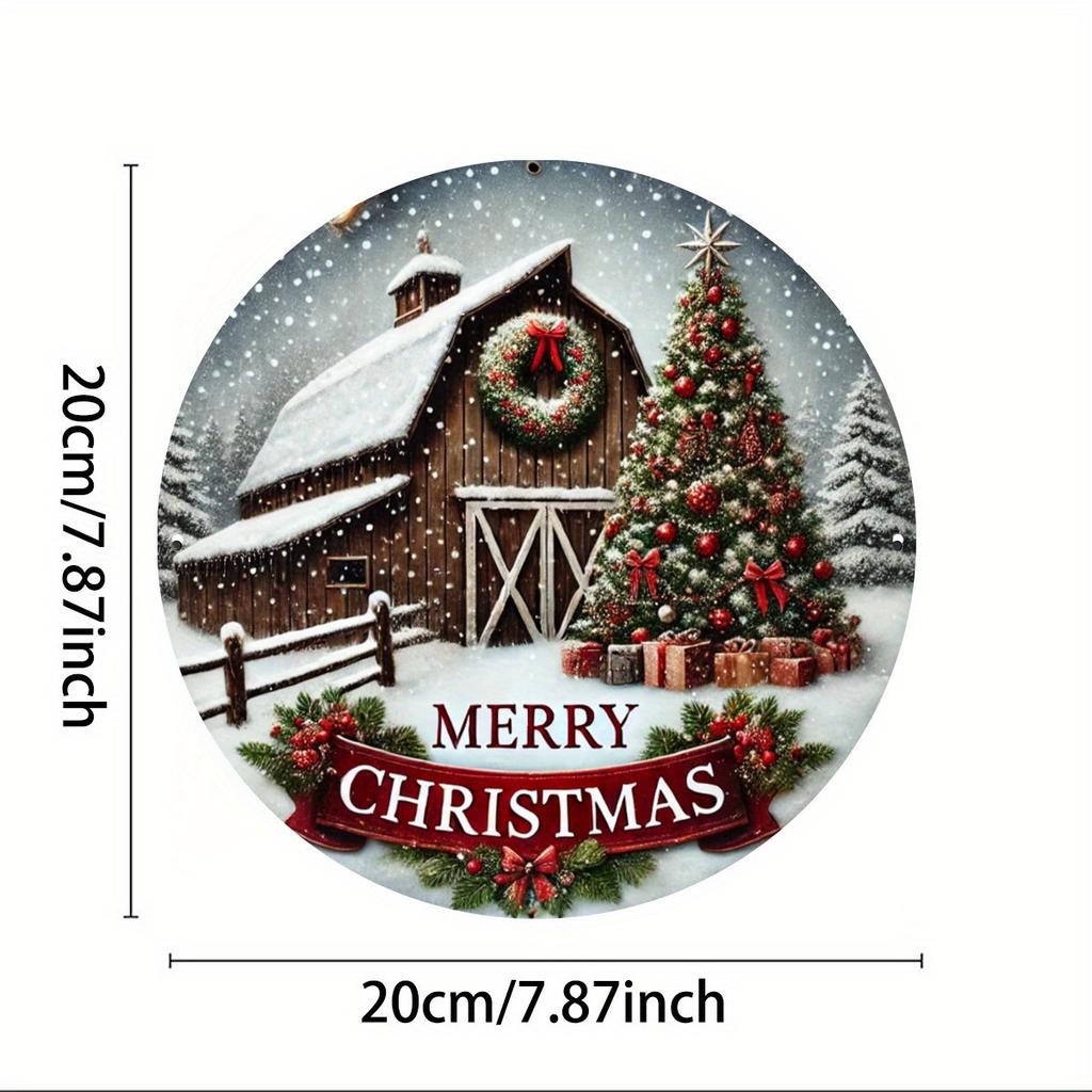 Merry Christmas X Iron Sign Round Aluminum Decor for Coffee Shops Bedrooms Kitchens Restaurants Bars