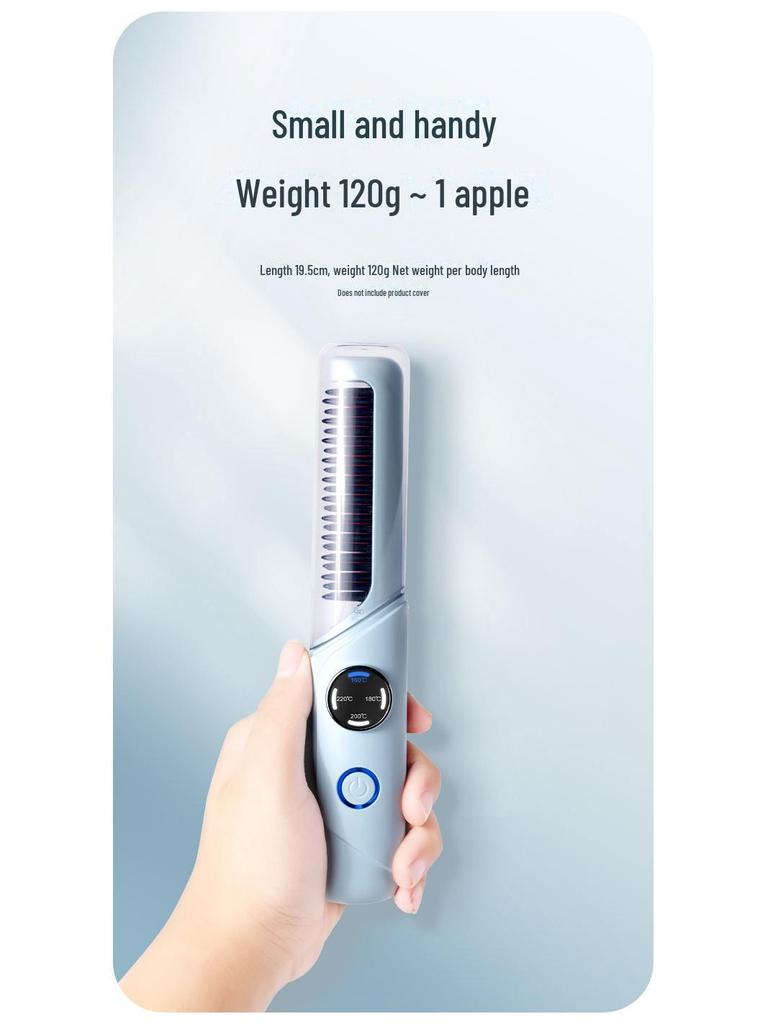 Tragbarer Mini-Akku-Haarglätter & Heißluftkamm für voluminöses glattes Haar