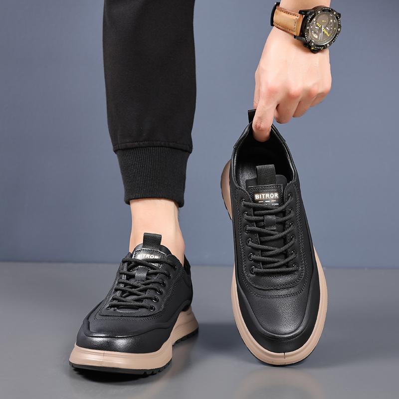 Genuine Leather Men's Casual Shoes Lace Up Soft Sole Flats Non-Slip Leisure Walk Hiking Shoes Handmade Simple Loafers Moccasins