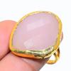Rose Quartz Gemstone 925 Sterling Silver Jewelry Ring Size Adjustable GK-2368