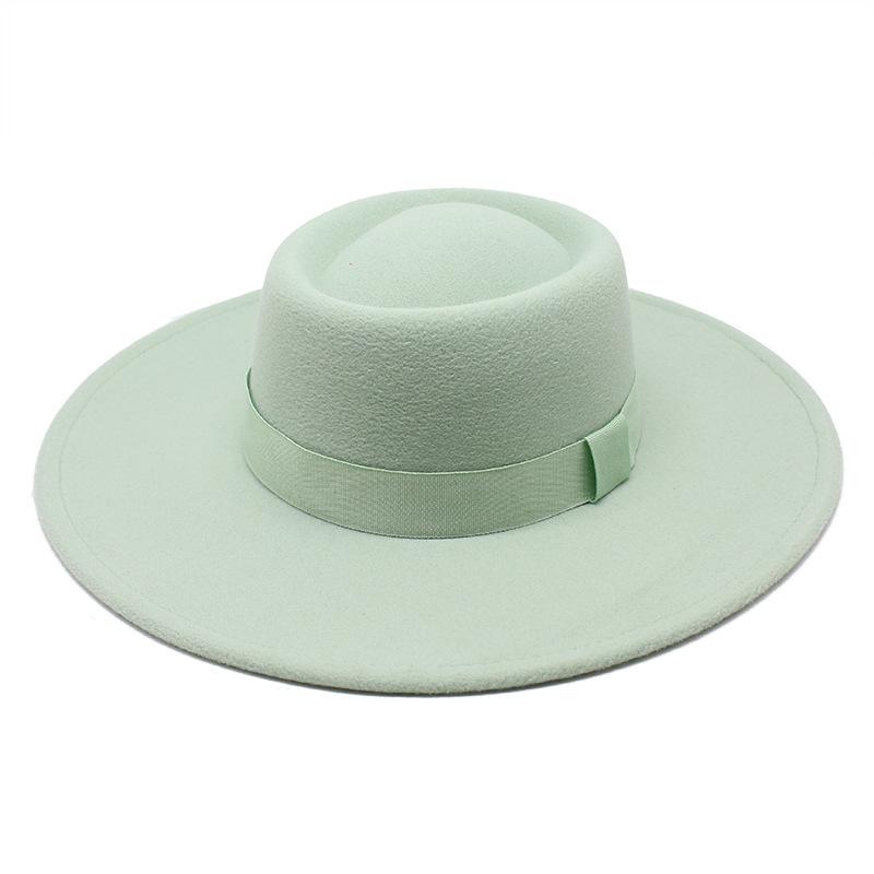 Popular European and American Simple Wool.cm Brim Men's and Women's Autumn and Winter Warm Outdoor Oval Ring Top Hat
