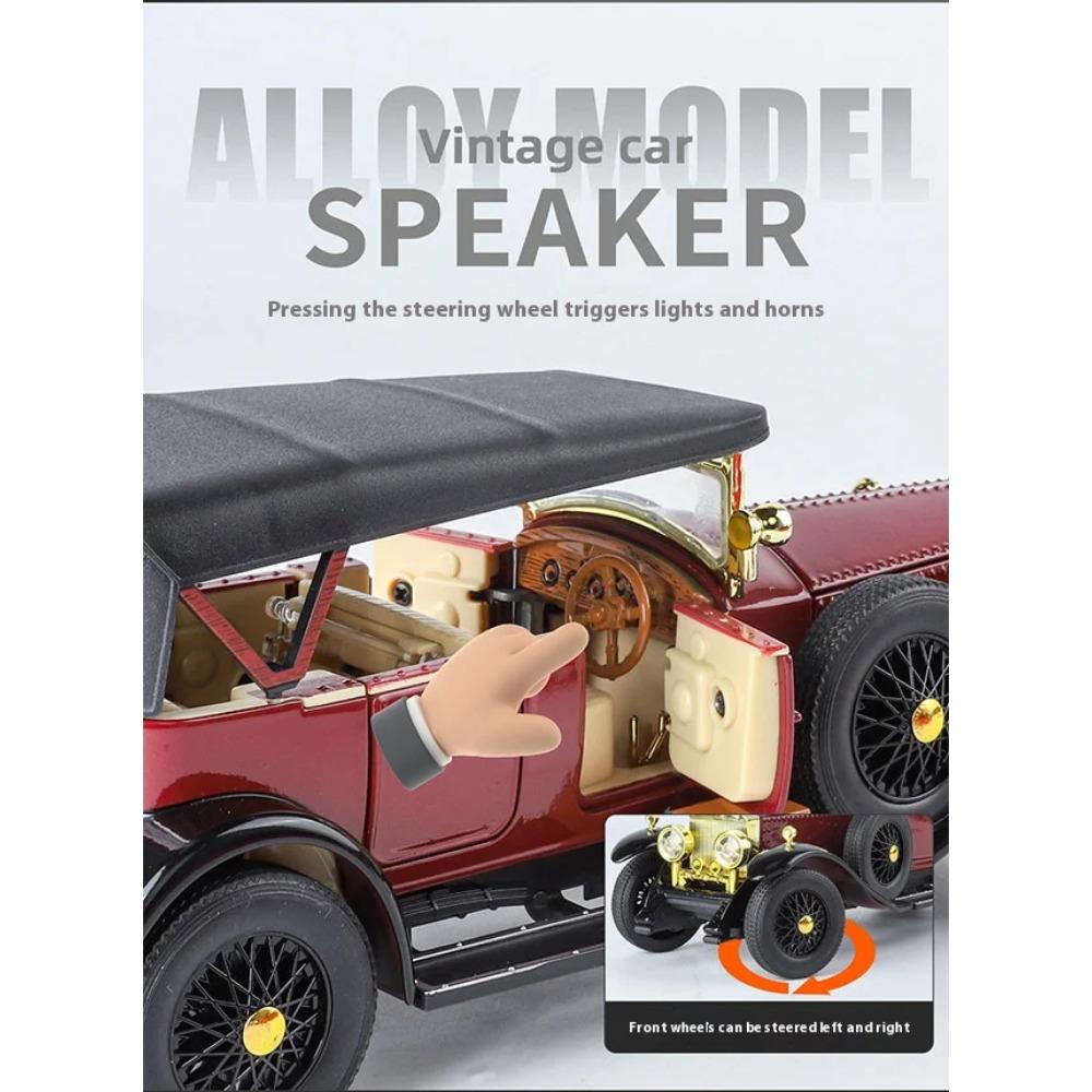 1/24 Rolls-Royce Retro Phantom Oldtimer Modell, Simulierter Sound und Licht, Vierrad-Stoßdämpfung, Vorderradlenkung