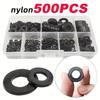 250/500PCS Plastic Sealing Ring White Black Flat Gasket Set New Flat Washer Kit  for Screw Bolt