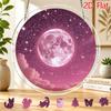 2D Flat, 2D Flat Acrylic Sun Catcher, Pink Moon with Pink Clouds and Starry Sky Theme Sun Catcher, Home and Garden Decoration, Gift for Christmas, Tha