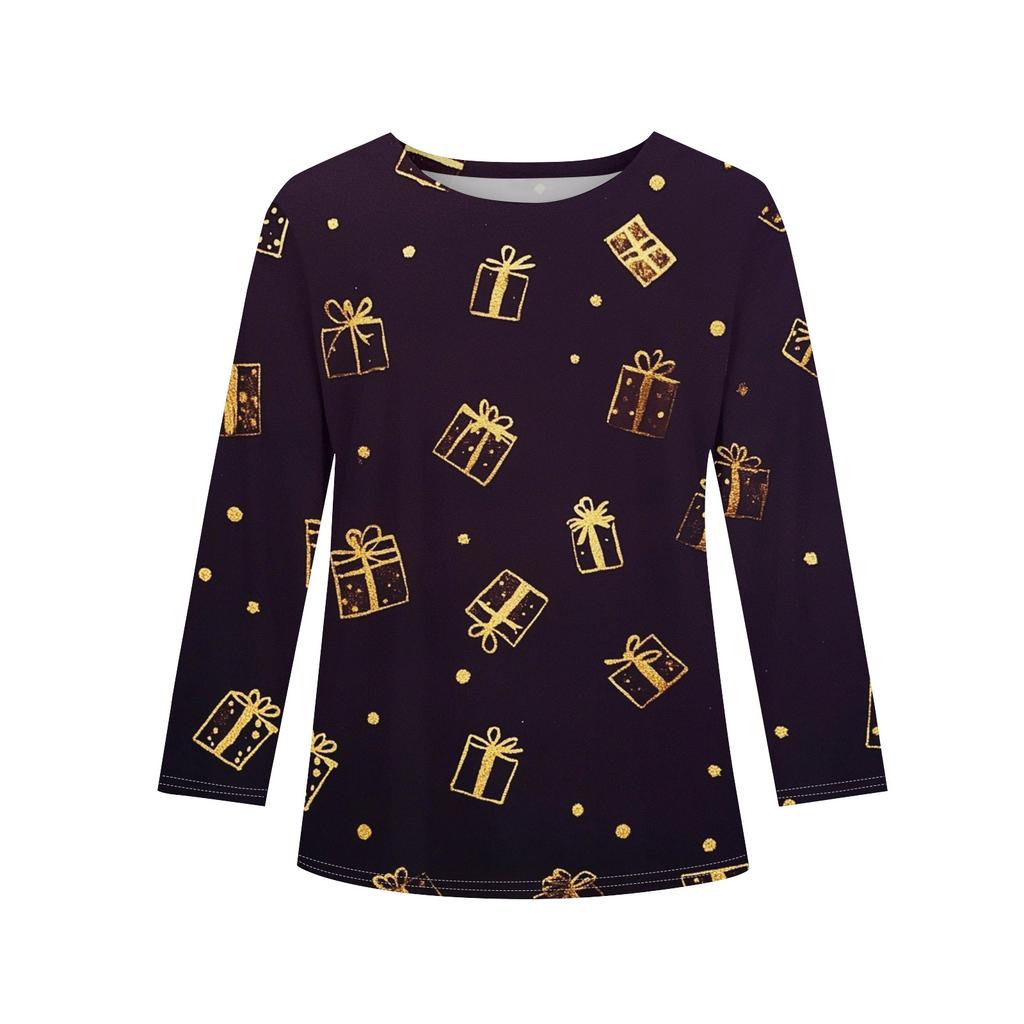 Christmas Day Girls Long Sleeve T Shirts Kids Fall Tops Crewneck Printed Basic Tees