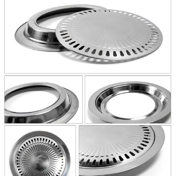 Korean BBQ Grill Pan, Stovetop Korean BBQ Non-stick Round Barbecue Grill Pan, Smokeless Barbecue Plate for Indoor Outdoor Grilling, Stovetop Grill