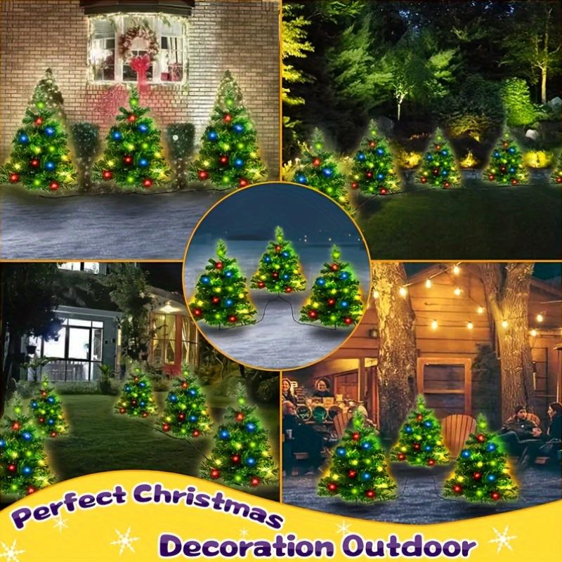 2 In 1 Solar Christmas Garden Light Stake - Outdoor Christmas Tree and Trail Decorations with 40 Colorful LEDs for Yard, Lawn and Patio Solar Lights