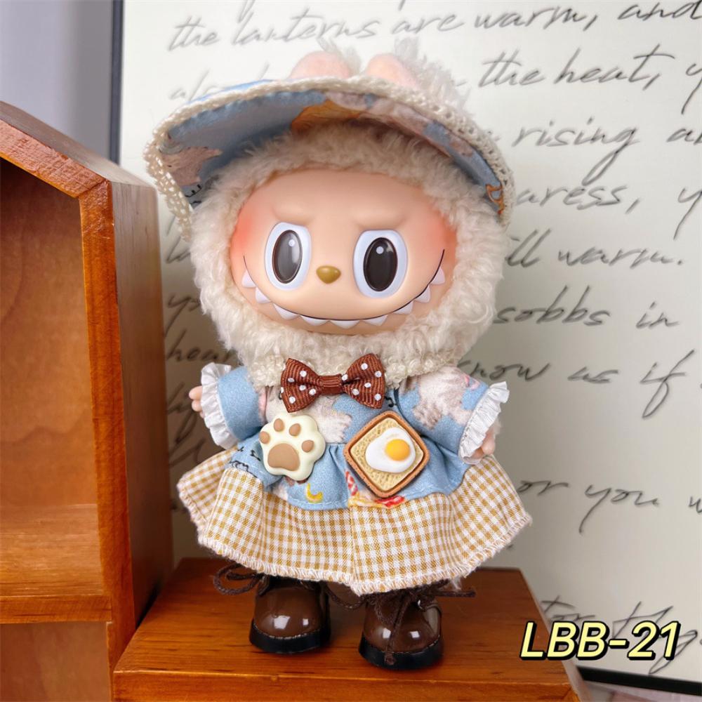 Cute Fashion Clothes Set 17cm Blind Box Doll Dress Up Accessories 1.0 2.0 3.0 For Labubu [No Doll,Only Clothes]