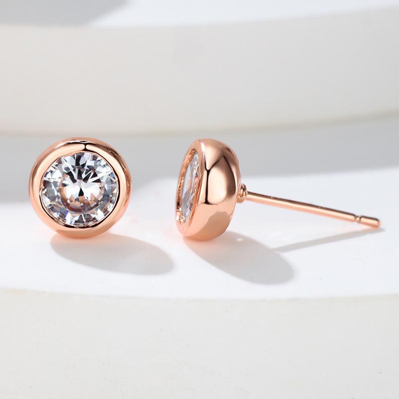 Douyin Popular Round Zircon Stud Earrings Bubble Shape Earrings Men's and Women's Earrings Fashion Versatile Temperament Ear Jewelry