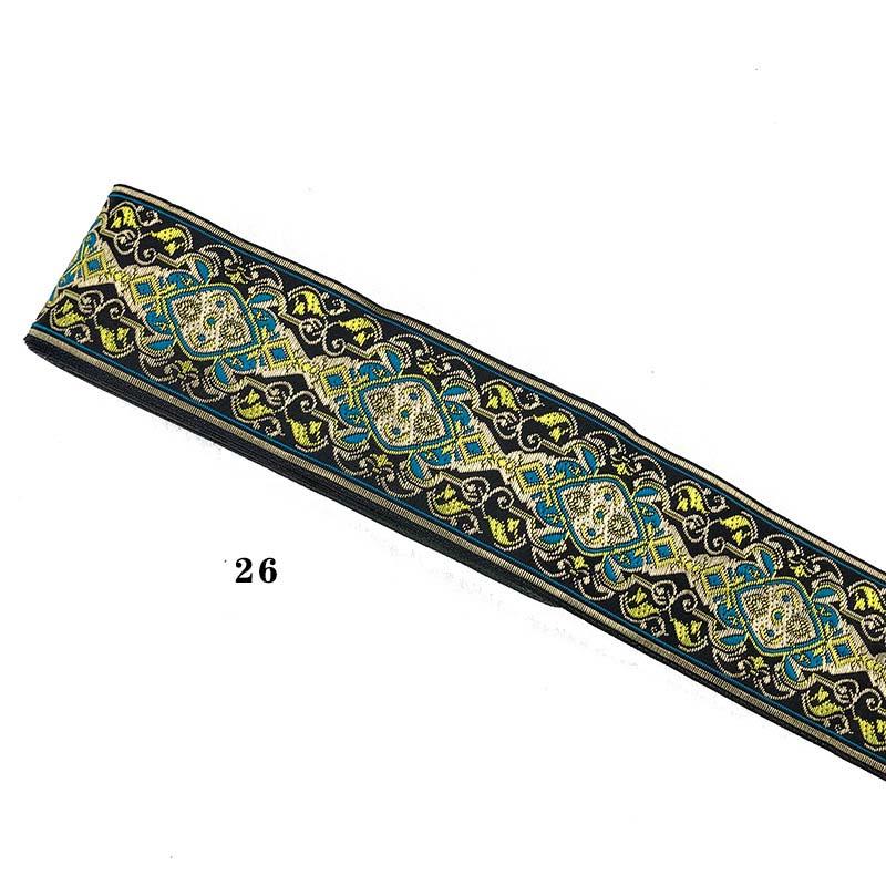 Cinta de Pasamanería Bordada Jacquard de Encaje Étnico para Adorno de Borde de Cuello de Vestimenta de Ropa Nacional Tradicional de Bricolaje de 5 cm