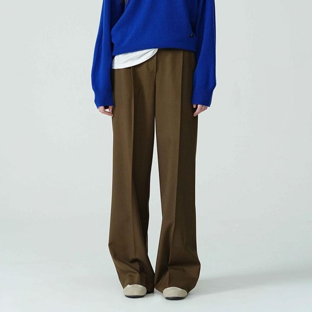 On On Semi Wide One Tuck Slacks New5al827 BROWN/S_01