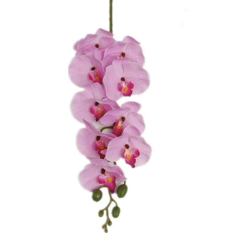 5pc Artificial Phalaenopsis Orchid 9 Heads Soft Latex Butterfly Orchid Flower Branch for Wedding Floral Decoration