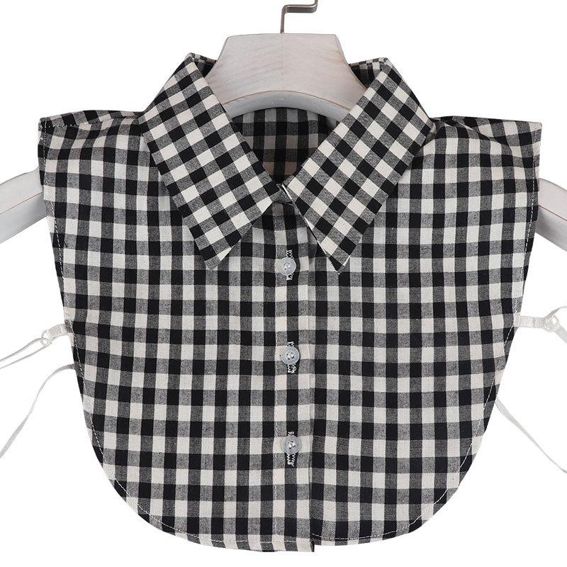Women's Versatile Plaid Fake Collar Shirt - Korean Style Fashion Accessory