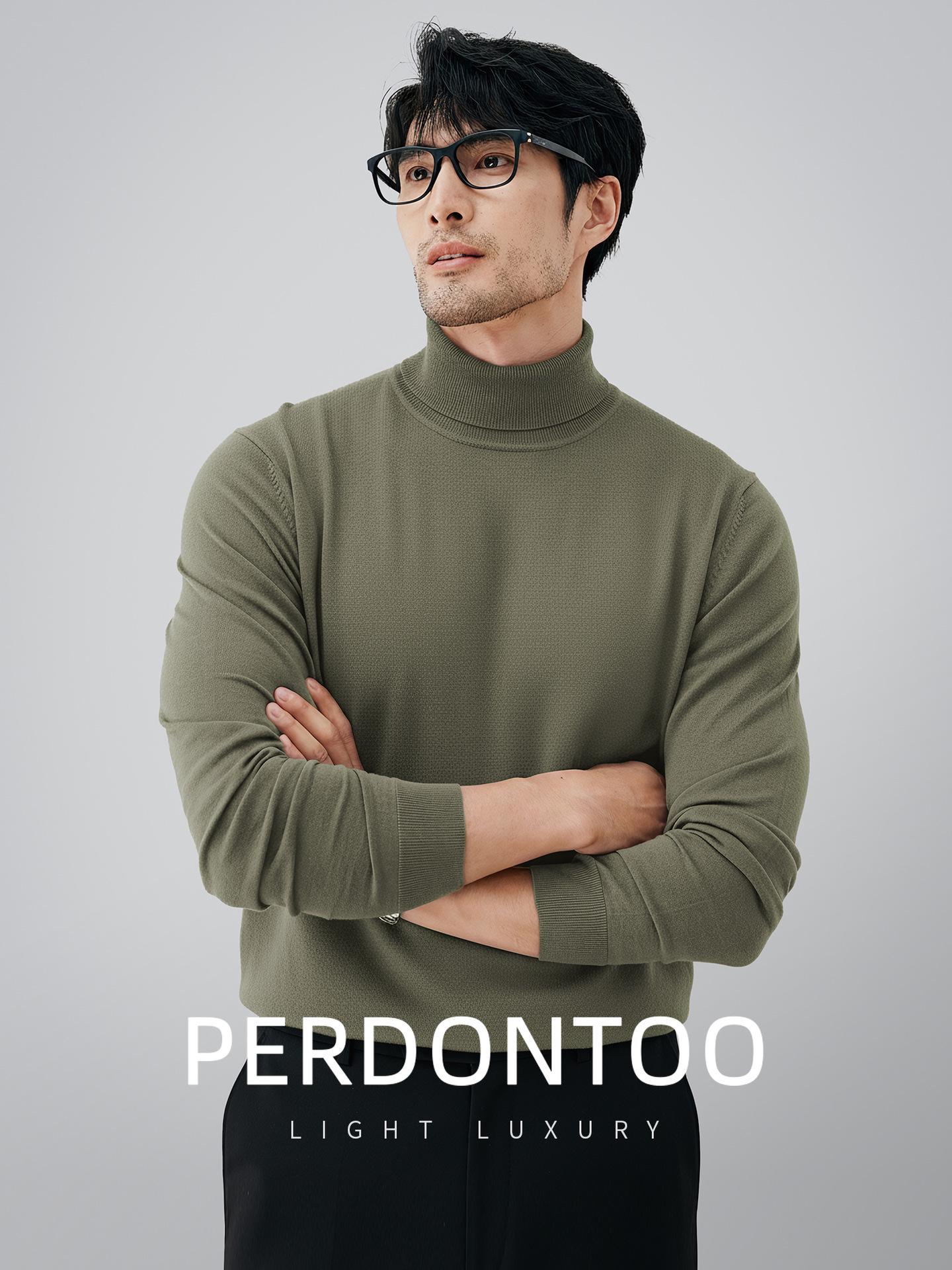 

Men s Machine Washable Wool & Modal Turtleneck Knitwear - Warm Autumn/Winter Base Layer 3XL (Weight: 155-175 lbs) світло-зелений колір