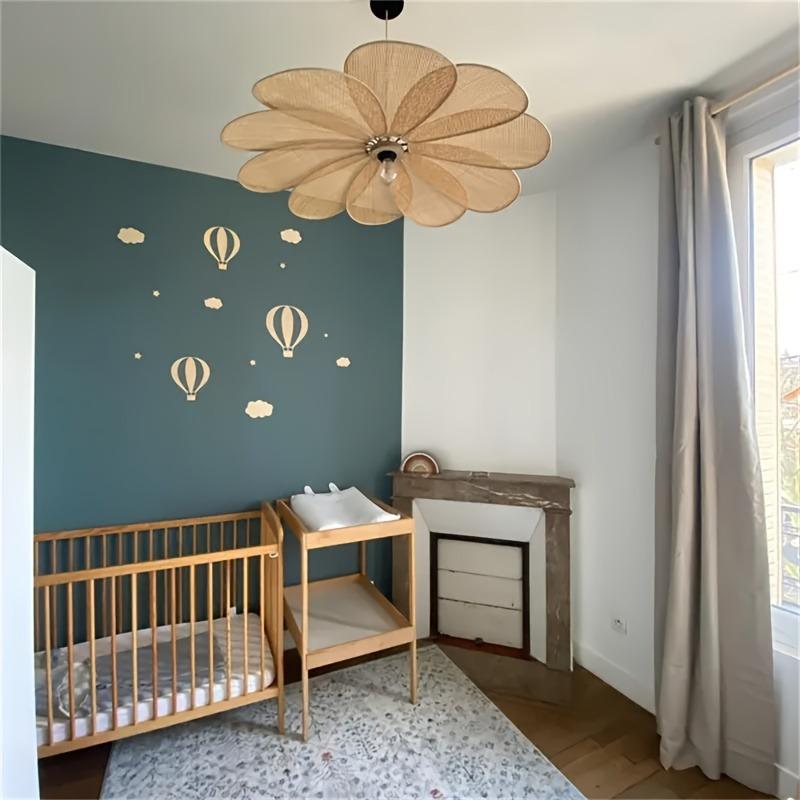 13pcs Nordic Wooden Wall Decals Set Featuring Hot Air Balloon Clouds and Stars for Home Bedroom Cottage Decor DIY Room Banners